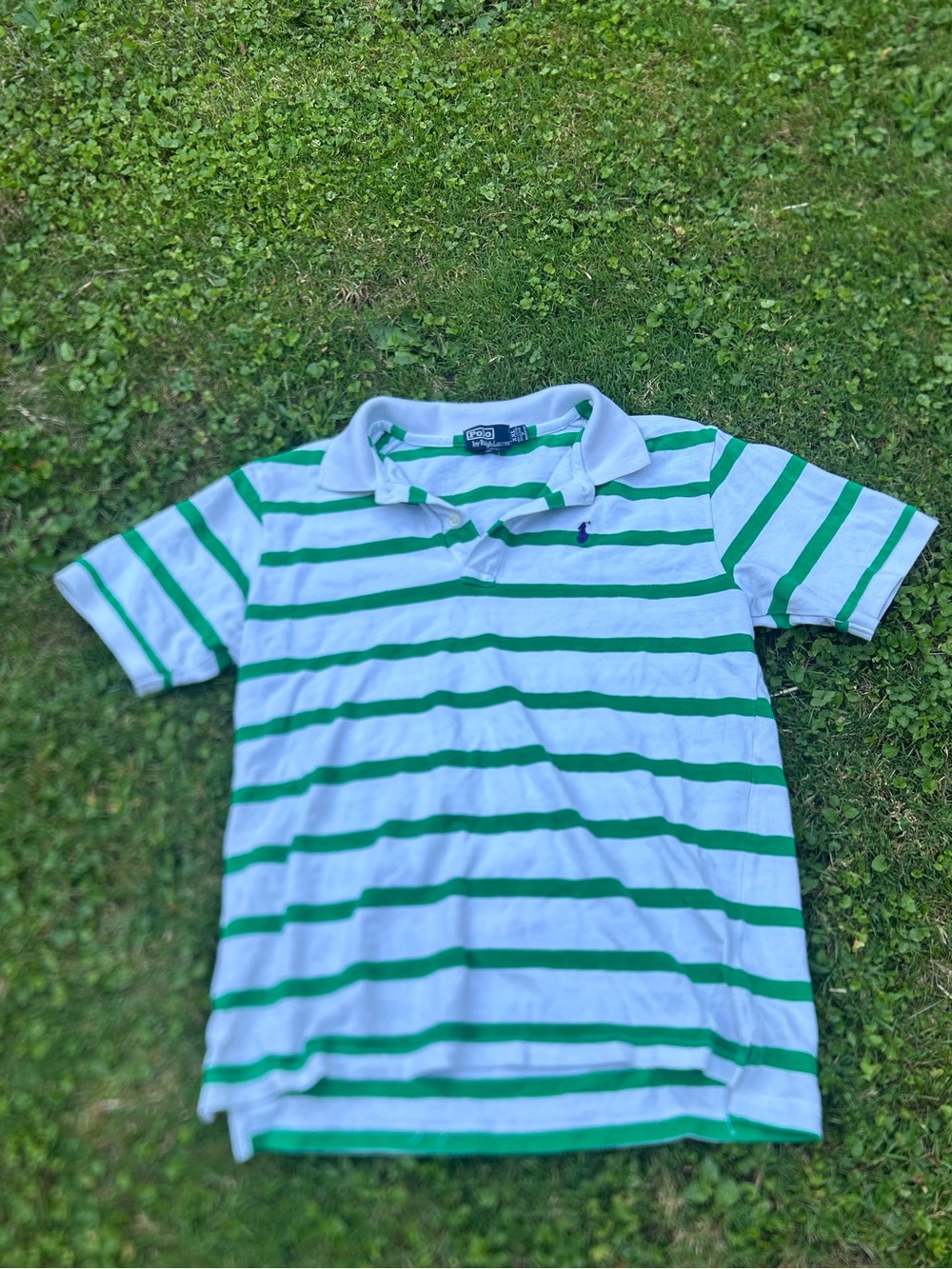 Polo by Ralph Lauren Green & White Striped Polo Shirt